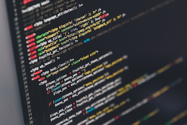 Tela com código de programação